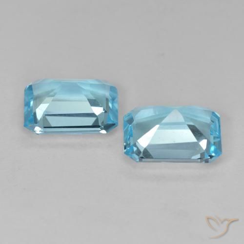 Gemas de Topacio Azul Suizo natural de 4.26 ct, Corte Octágono / Esmeralda, VS