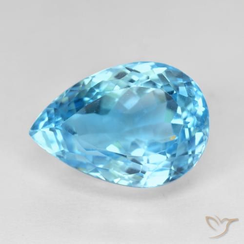 16.12ct Natural Azul Suizo Topacio, En forma de pera, VVS