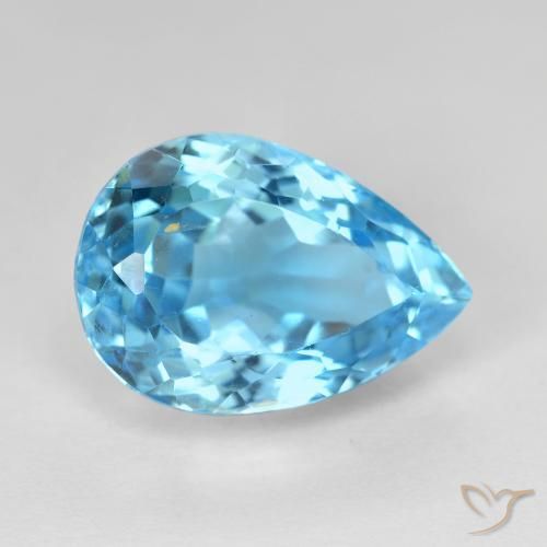 Topacio Azul Suizo natural de 16.12 ct, En forma de pera, VVS