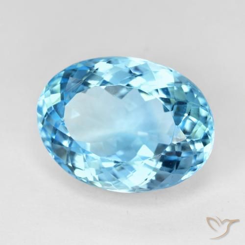 Topacio Azul Suizo natural de 15.84 ct, Ovalada, VVS