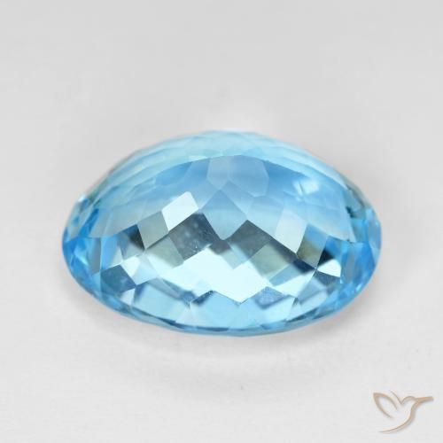 Topacio Azul Suizo natural de 15.84 ct, Ovalada, VVS