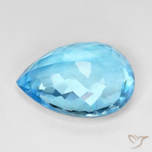Topacio Azul Suizo natural de 16.13 ct, En forma de pera, VVS