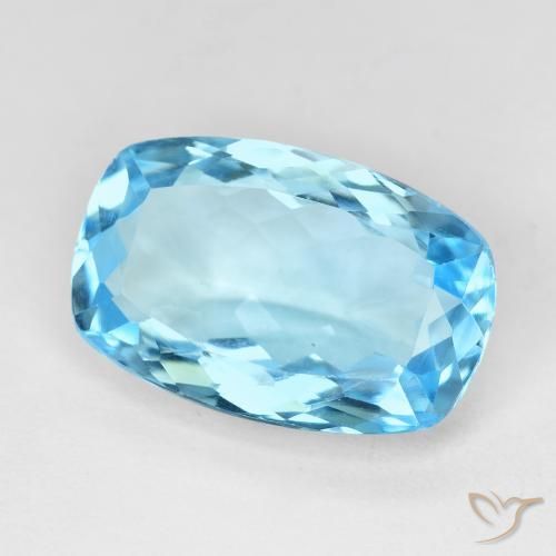 Topacio Azul Suizo natural de 10.74 ct, Forma Cojín, VVS