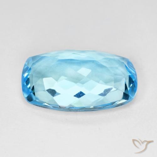 Topacio Azul Suizo natural de 10.74 ct, Forma Cojín, VVS