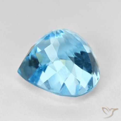 Topacio Azul Suizo natural de 11.29 ct, En forma de pera, VVS-VS