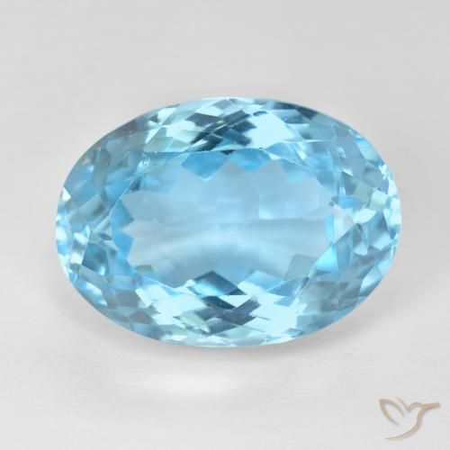 15.38ct Natural Azul Suizo Topacio, Ovalada, VS