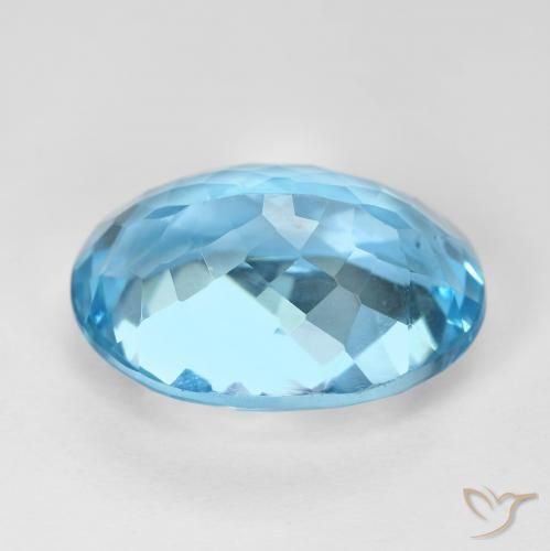 Topacio Azul Suizo natural de 15.38 ct, Ovalada, VS