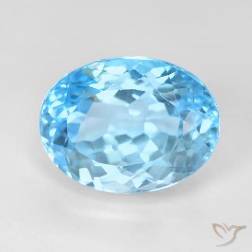 12.83ct Natural Azul Suizo Topacio, Ovalada, VS