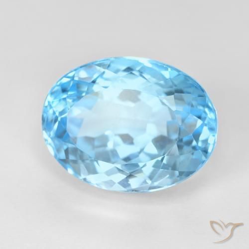 Topacio Azul Suizo natural de 12.83 ct, Ovalada, VS