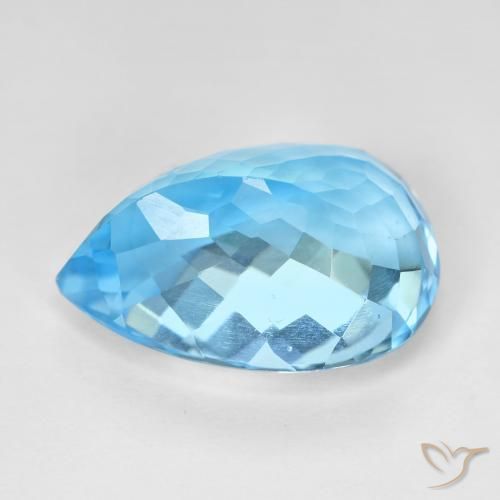 Topacio Azul Suizo natural de 15.36 ct, En forma de pera, VS