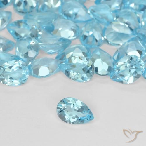 Topacio Azul Suizo natural de 0.55 ct, En forma de pera, VVS-VS