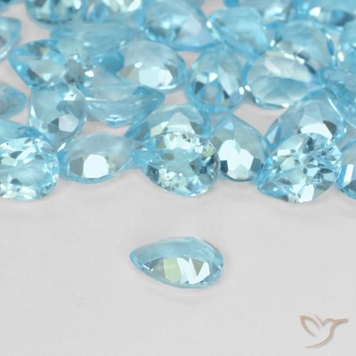Topacio Azul Suizo natural de 0.55 ct, En forma de pera, VVS-VS