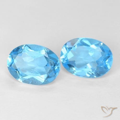 Gemas de Topacio Azul Suizo natural de 3.00 ct, Ovalada, VS