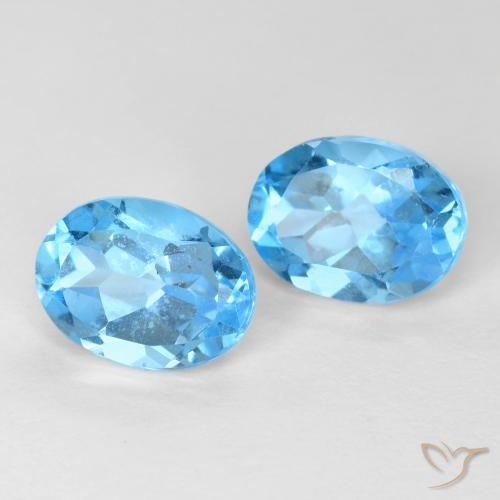 Gemas de Topacio Azul Suizo natural de 3.48 ct, Ovalada, VVS-VS