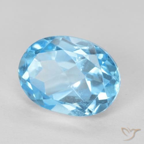 Topacio azul natural de 1,72 ct, corte óvalo, VVS-VS