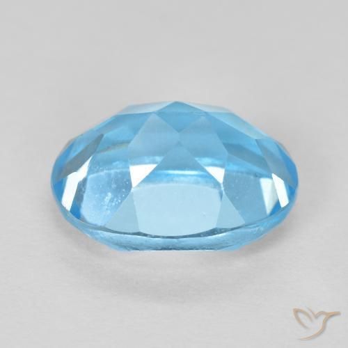 Topacio azul natural de 1,72 ct, corte óvalo, VVS-VS