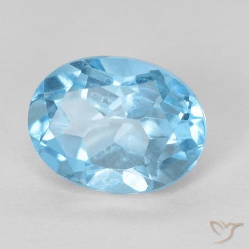Topacio Azul Suizo natural de 1.68 ct, Ovalada, VVS-VS