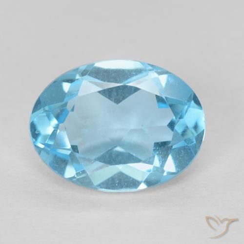 1.42ct Natural Azul Suizo Topacio, Ovalada, VVS-VS