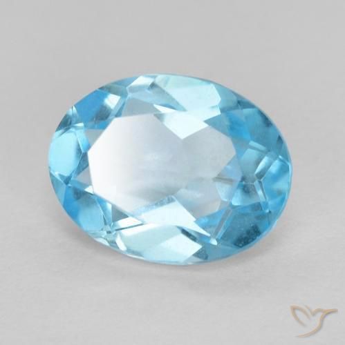 Topacio Azul Suizo natural de 1.42 ct, Ovalada, VVS-VS