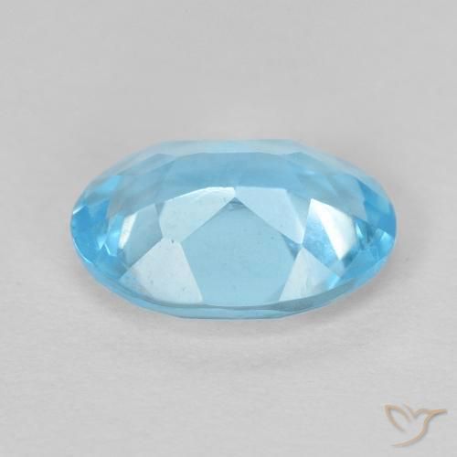 Topacio Azul Suizo natural de 1.42 ct, Ovalada, VVS-VS