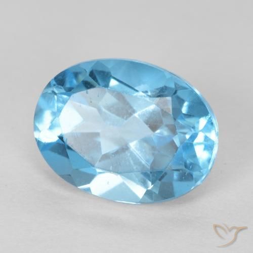 Topacio Azul Suizo natural de 1.81 ct, Ovalada, VS