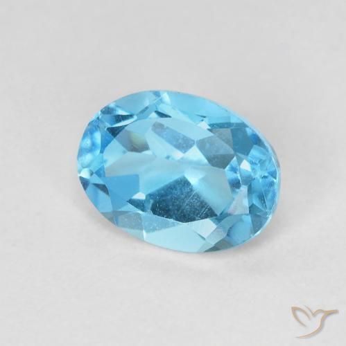 Topacio Azul Suizo natural de 1.68 ct, Ovalada, VS