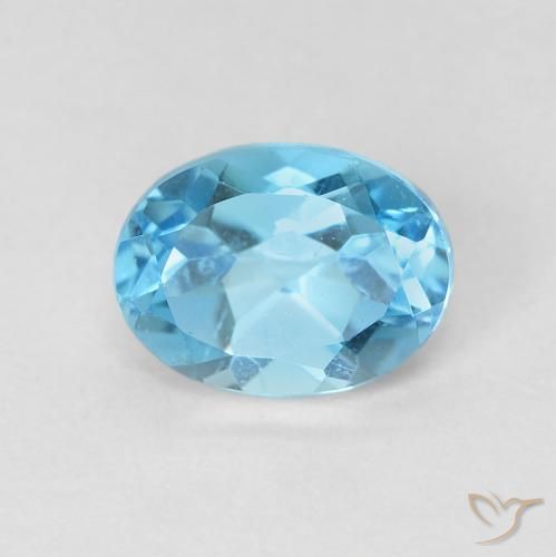 1.77ct Natural Azul Suizo Topacio, Ovalada, VS