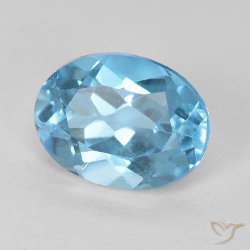 Topacio Azul Suizo natural de 1.67 ct, Ovalada, VS