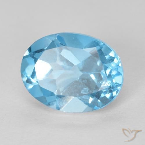 Topacio Azul Suizo natural de 1.76 ct, Ovalada, VS