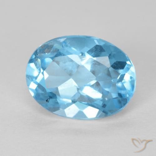Topacio Azul Suizo natural de 1.61 ct, Ovalada, VS