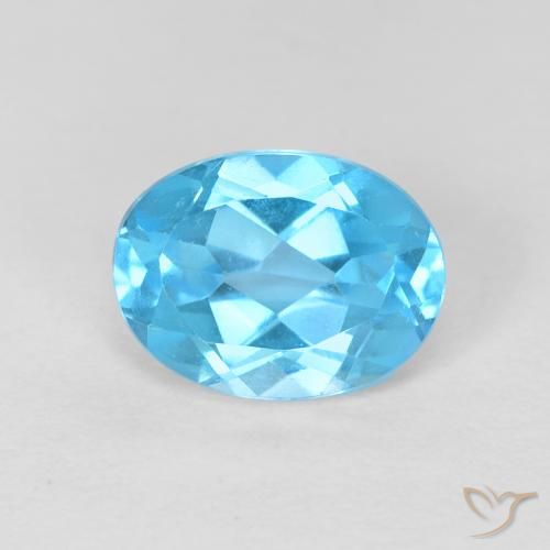 1.66ct Natural Azul Suizo Topacio, Ovalada, VVS