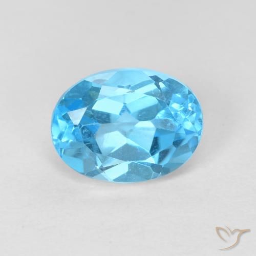 1.77ct Natural Azul Suizo Topacio, Ovalada, VVS-VS