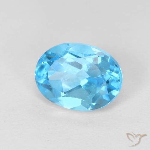 Topacio Azul Suizo natural de 1.77 ct, Ovalada, VVS-VS