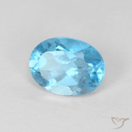 Topacio Azul Suizo natural de 1.68 ct, Ovalada, VS