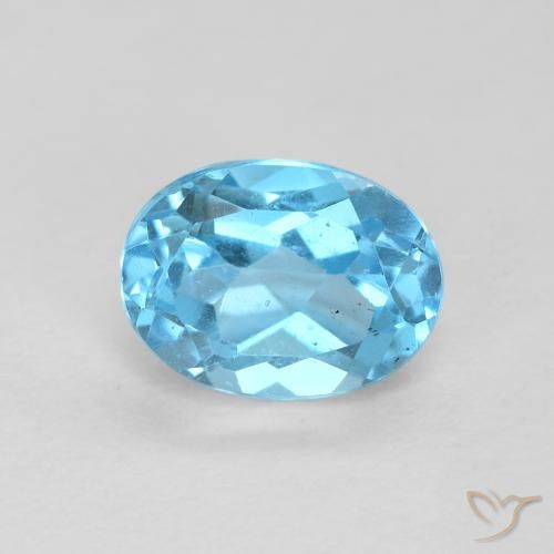 1.72ct Natural Azul Suizo Topacio, Ovalada, VS