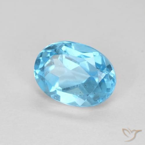 Topacio Azul Suizo natural de 1.72 ct, Ovalada, VS