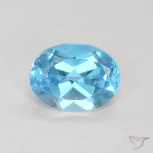 1.72ct Natural Azul Suizo Topacio, Ovalada, VS