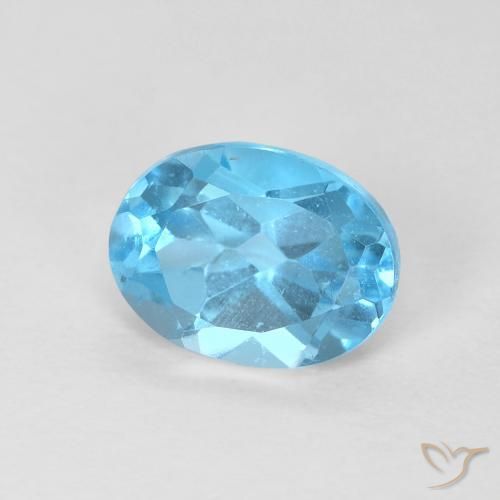 Topacio Azul Suizo natural de 1.72 ct, Ovalada, VS