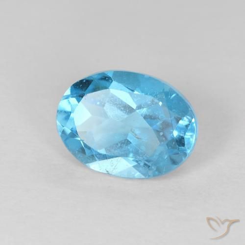Topacio Azul Suizo natural de 1.65 ct, Ovalada, VS