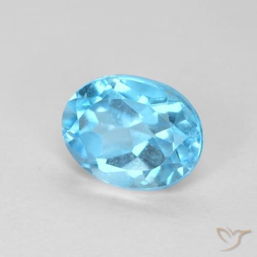 Topacio Azul Suizo natural de 1.69 ct, Ovalada, VS