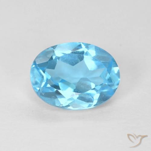 1.66ct Natural Azul Suizo Topacio, Ovalada, VS