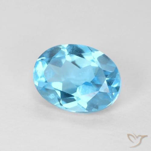 Topacio Azul Suizo natural de 1.66 ct, Ovalada, VS