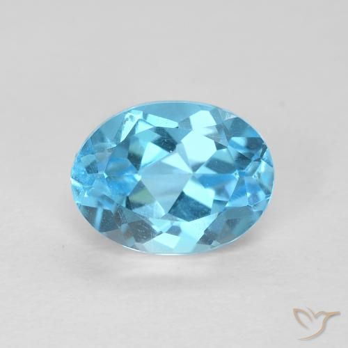 1.75ct Natural Azul Suizo Topacio, Ovalada, VVS