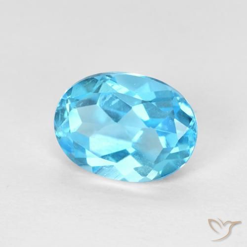 Topacio Azul Suizo natural de 1.66 ct, Ovalada, VVS-VS