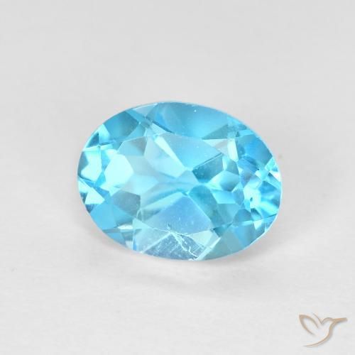 Topacio Azul Suizo natural de 1.66 ct, Ovalada, VVS-VS