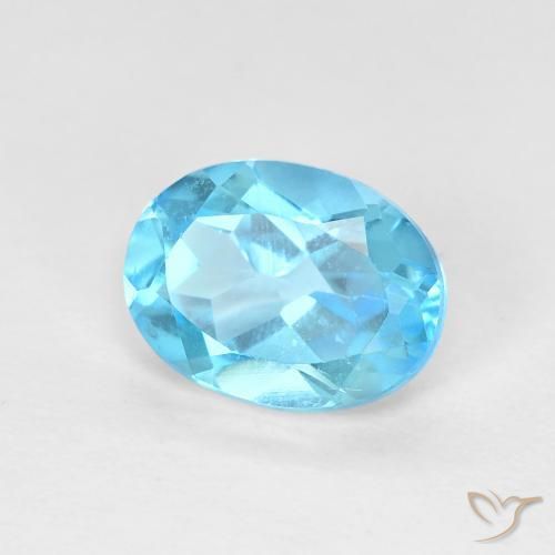 Topacio Azul Suizo natural de 1.76 ct, Ovalada, VVS-VS