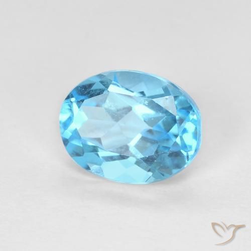 Topacio Azul Suizo natural de 1.68 ct, Ovalada, VVS