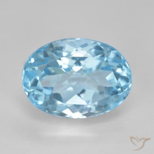 12.59ct Natural Azul Suizo Topacio, Ovalada, VVS