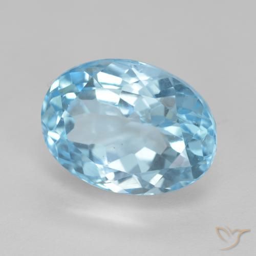 Topacio Azul Suizo natural de 12.59 ct, Ovalada, VVS