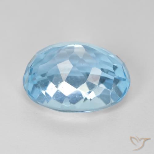 Topacio Azul Suizo natural de 12.59 ct, Ovalada, VVS